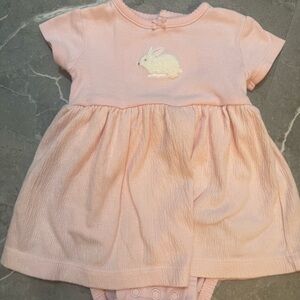 Pink Baby Dress Onesie with Bunny Applique